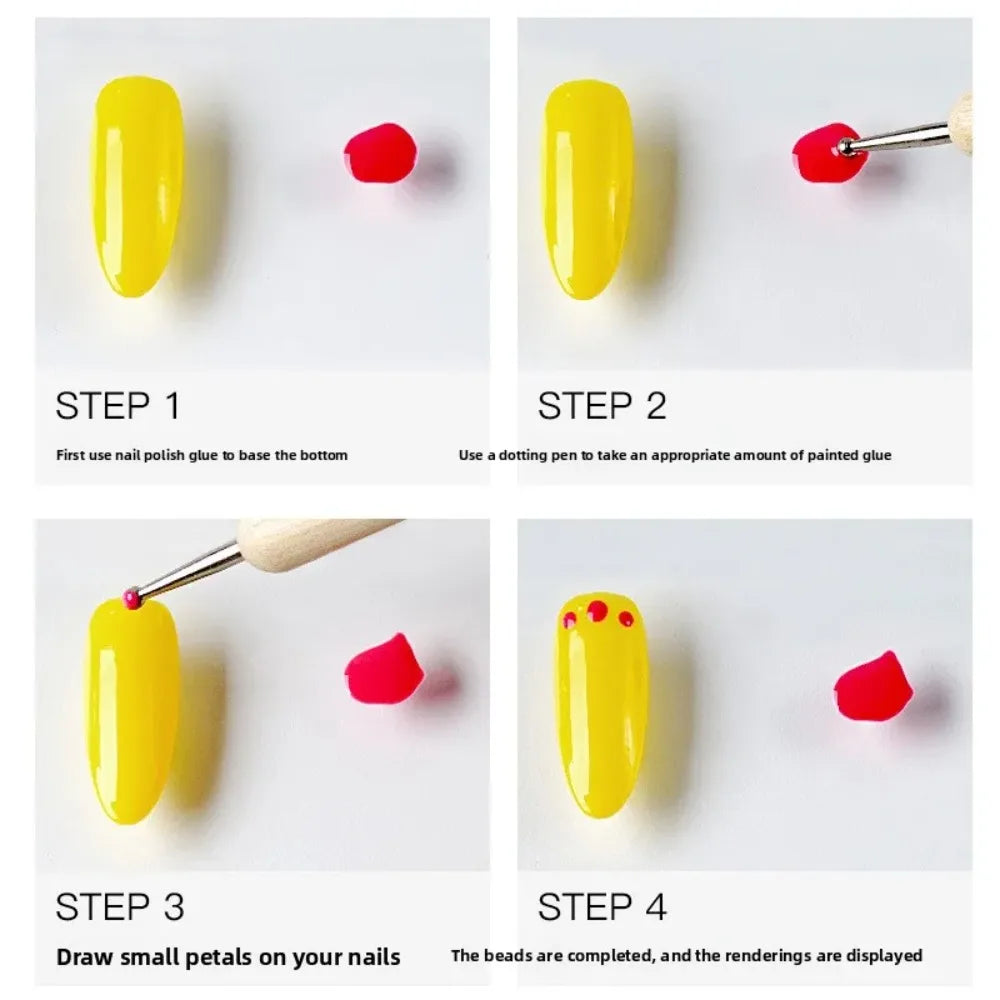 Dual-End Wooden Dotting Pen Marbleizing Tool Set for Nail Design Manicure Painting Kit 5pcs