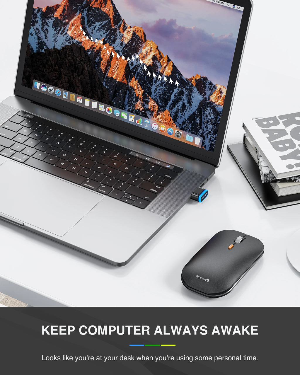 Seenda Mouse mover Jiggler Keeps PC/Laptop/Computer Awake Driver-Free USB and Type C 2 in 1 Tiny Mouse Shaker Simulate