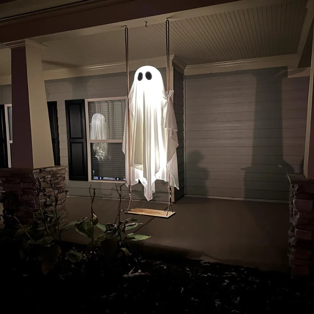 Luminous Halloween Hanging Swing Ghost Large Adjustable Brightness Yard Flying Ghost Swing Ornament LED Remote-controlled