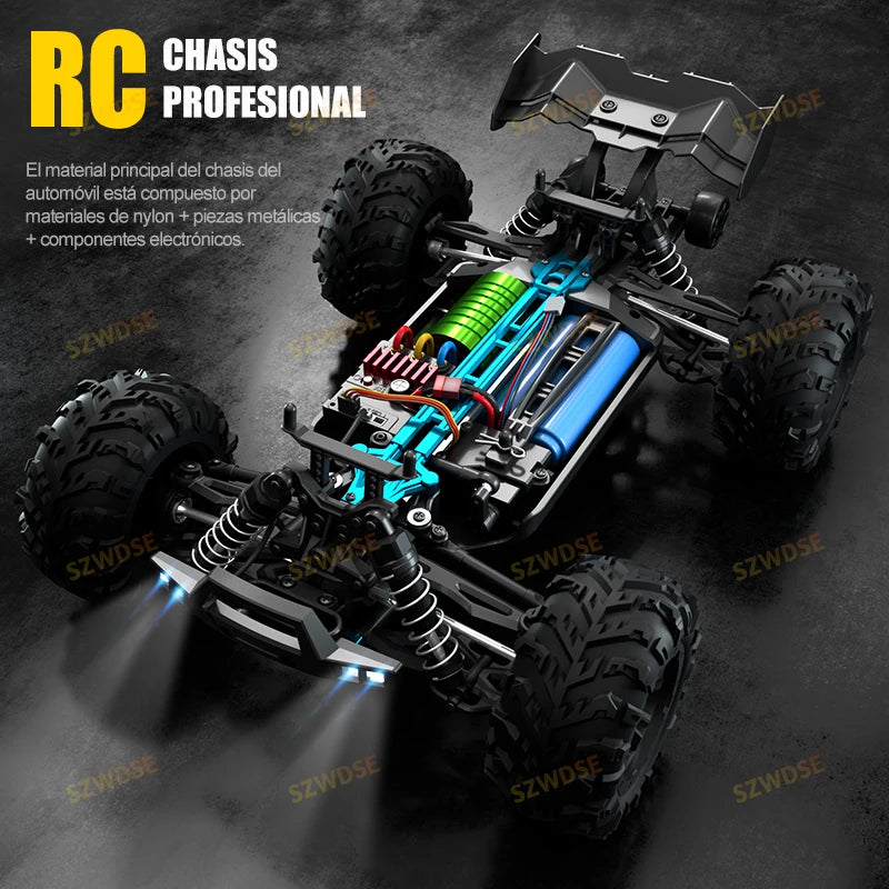 Wltoys Q117 1/16 RC Car 4WD Remote Control Car LED Headlights Brushless 70KM/H 2.4G High Speed Off-Road Drift Toys for Children