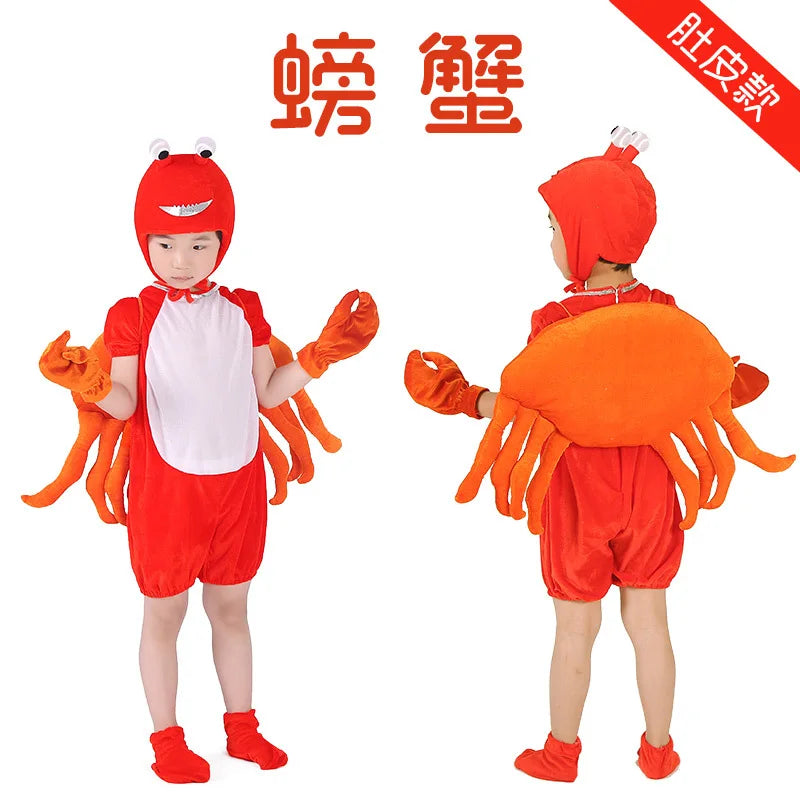 Children’s Spider Crab Plush Animal Style Halloween Festival Birthday School Stage Role Play Cotton Dress Outfit For Boys Girls