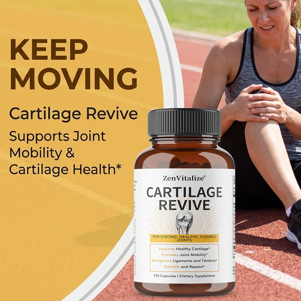 Cartilage Revive Supplement Capsules with Glucosamine, MSM, Vitamin D3, C - Joint Support, Antioxidant, Enhances Flexibility