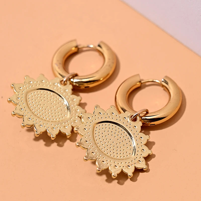 Stainless Steel Hoop Earrings for Women Rhinestone Alloy Evil Eye Fashion Ear Buckle Jewelry Accessories MOON GIRL