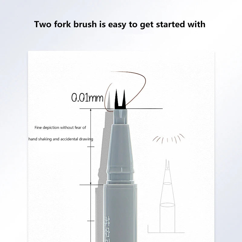 Ultra-thin 2 Fork Tip Liquid Eyeliner Lower Eyelash Pen Makeup Quick Dry Smooth Eye Liner 2 Point Eyebrow Tattoo Pencil Cosmetic