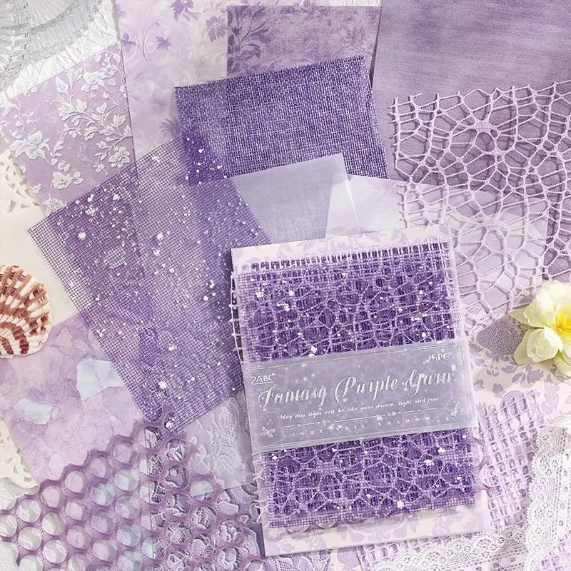 15 pcs Mesh Collage Material Pack, Mixed Texture Non-Stick Journal Papers, DIY Scrapbooking Supplies