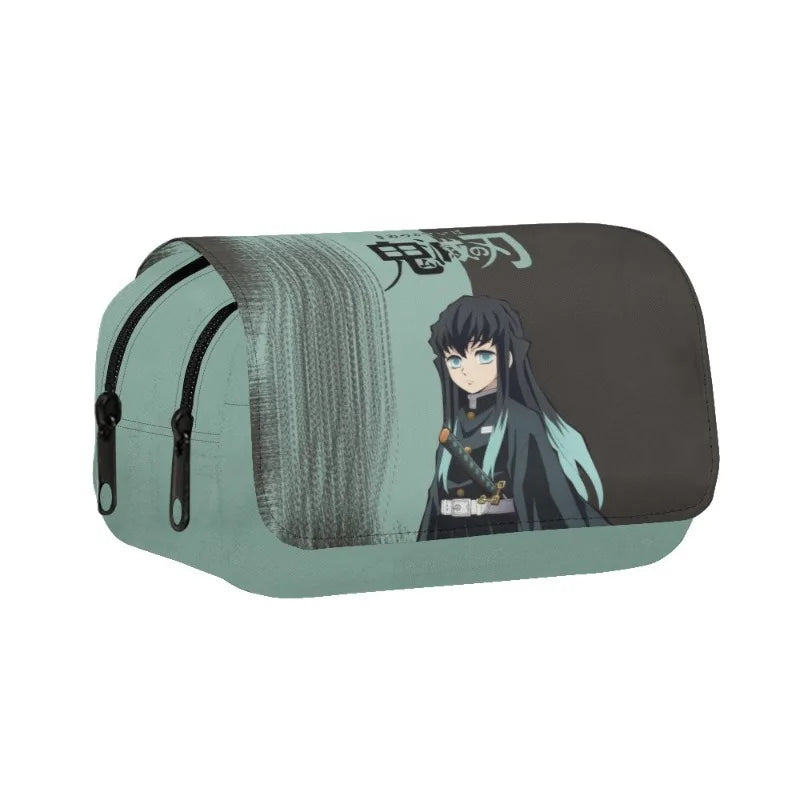 New Anime Peripheral Demon Slayer 3D School Backpack Lunch Bag Pencil Case 3-Piece Set Printed Holiday Gift for Students Gift