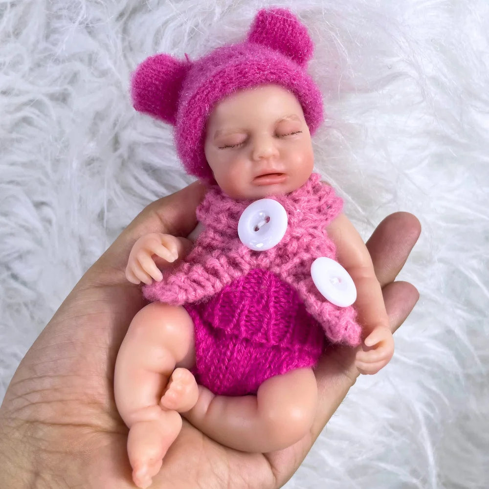 15CM Can Open Mouth Silicone Reborn Doll LouLou Squishy Elastic Silicone Washable Body Palm Doll Toy Christmas Gift