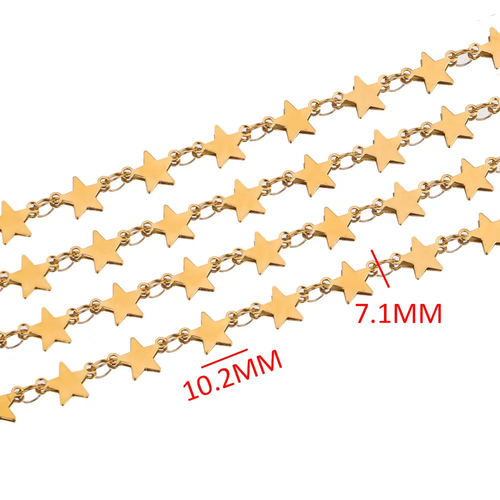 1 Meter Stainles Steel Gold Handmade Star Shells Chains for Women Necklace Bracelet Anklet Making Supplies Bulk Items Wholesale