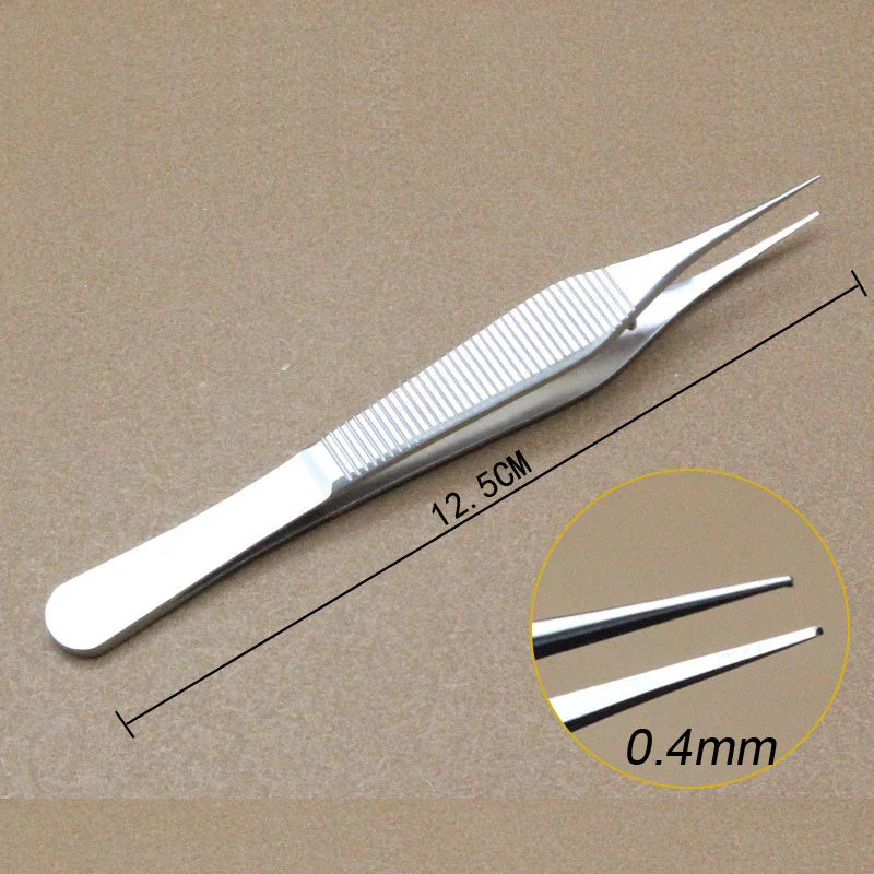 1pcs Ophthalmic Tweezers Tissue Forceps Stainless steel Teethed Platforms Forceps Surgical Instruments 120mm