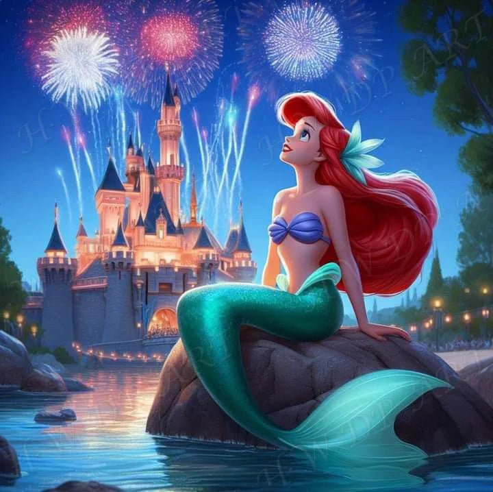 100% Fairy Dust Diamond Painting Mermaid Picture Square Mosaic Embroidery Cartoon Wall Art Diamond Art Full Crystal Home Decor