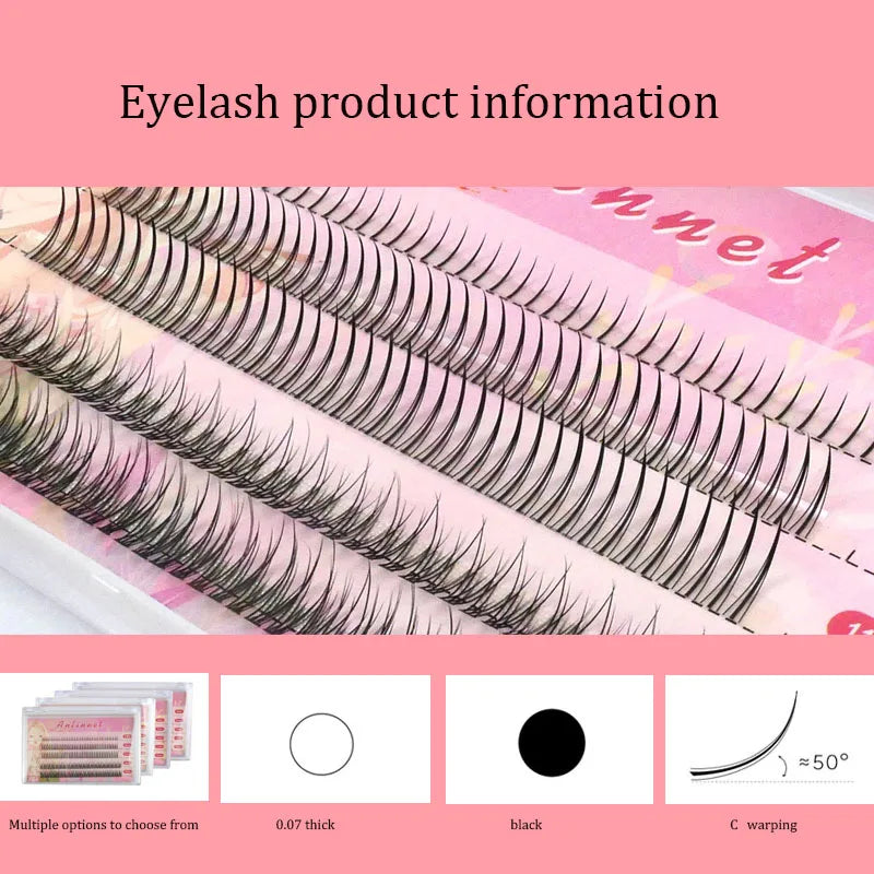 Anlinnet Fishtail + A-type Mixed Hair Five Rows Mixed Natural False Eyelashes Self-Grafting Single Cluster Eyelashes Eye Lash Fa