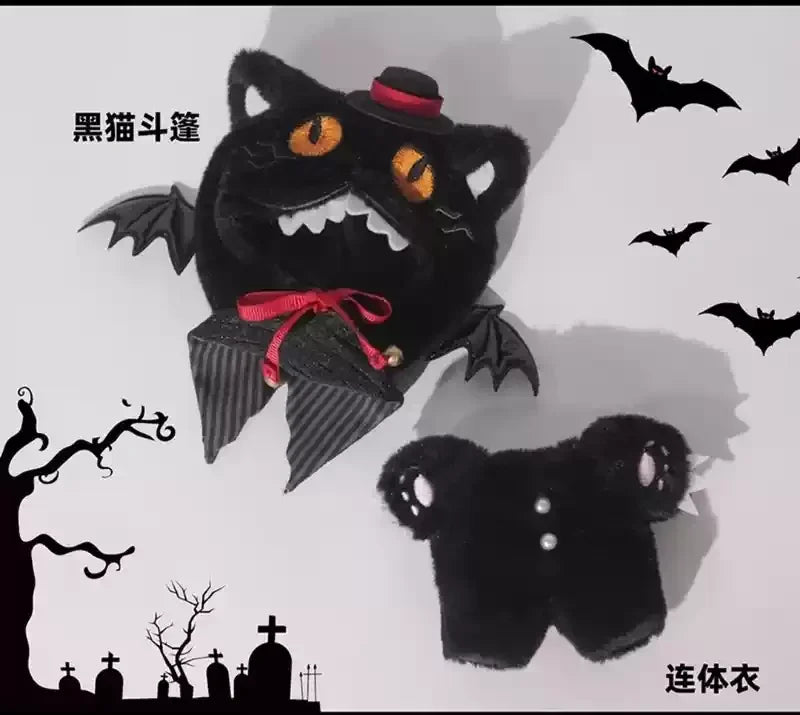 10cm Cotton Doll Clothes Witch Black Meow For The Monsters Labubu 1.0 2.0 3.0 Kawaii Cosplay Clothes Cool Christmas Doll Gift