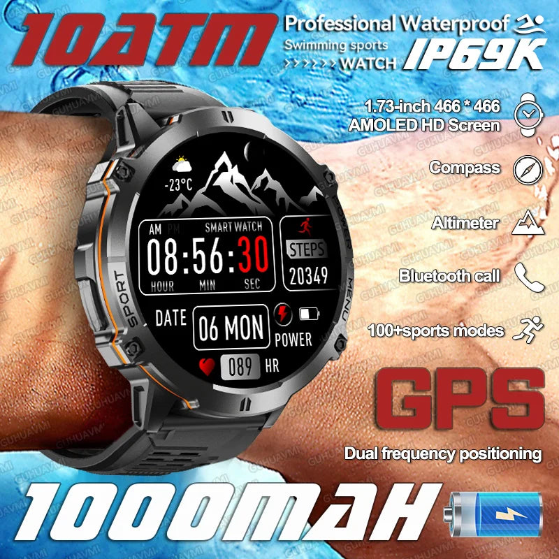 2025 Original TANK X3 Ultra 1000mAh Battery Smart Watch Men GPS Outdoor Sports Fitness Smartwatch 10ATM Waterproof Swim Watches
