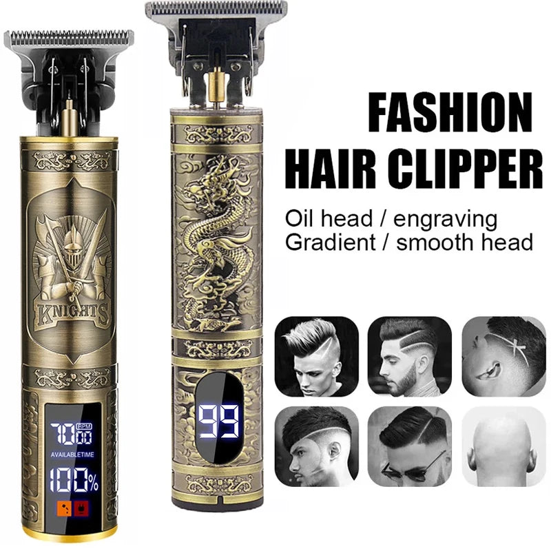 Vintage Hair Clipper Cordless Trimmer Portable USB Fast Charging Hair Cutting Machine Electric Shaver Professional Barber