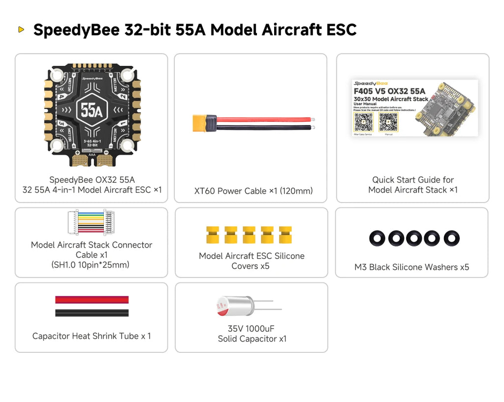 SpeedyBee F405 V5 OX32 55A 30x30 Model Aircraft FC&ESC Stack
