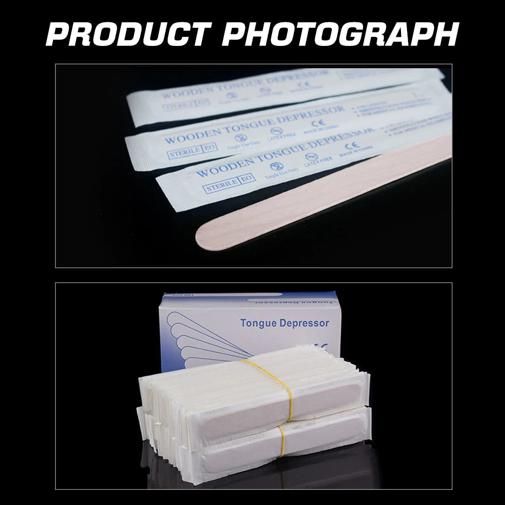 100/50/5pcs Disposable Tattoo Wooden Tongue Depressor Individually Paper Packing for Tattoo Waxing Stick Tattoo Accessories