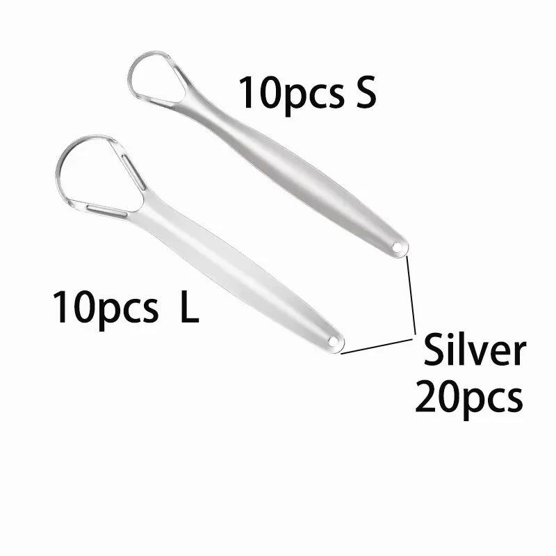 1Pc/2/4/10//20/50Pcs Dental Stainless Steel Tongue Scraper Bad Breath  Tongue Coating Cleaner Oral Care Tools Large/Small