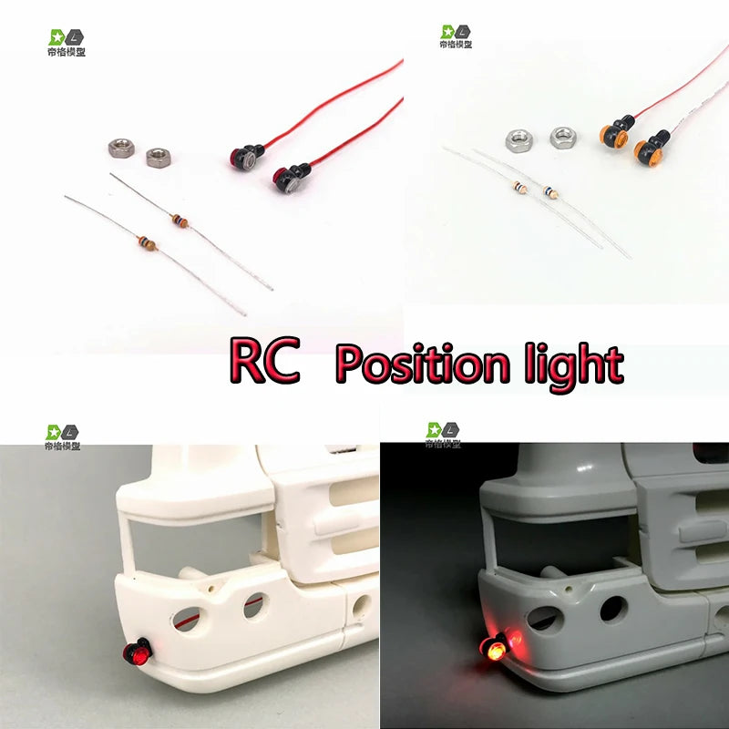 1Pair LED Position Lamp Side Lights for 1/14 Tamiya RC Truck Car For Scania 770S BENZ 3363 For VOLVO FH16 MAN Diy Parts Toys