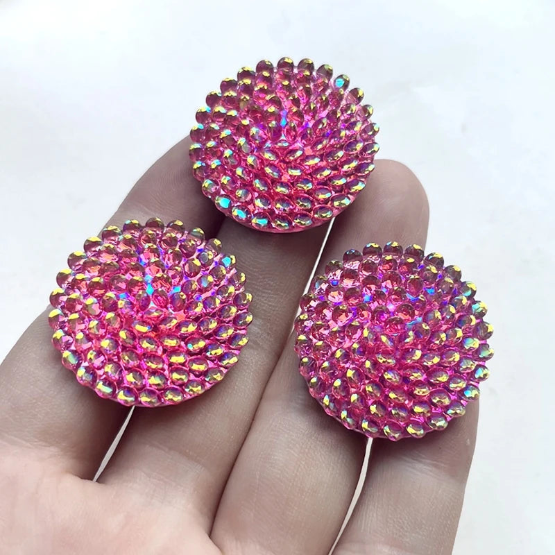 10pcs 30mm shiny round flowers Flat Back Rhinestone diy Jewelry Indigenous earrings for wedding decoration Handmade accessories