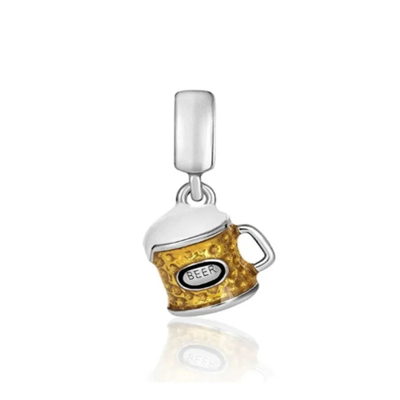 Hot Selling 925 Silver Cup,Coffee Cup,Beer,Bead Pendant Suitable European Original Bracelet DIY Accessories,Exquisite Jewelry ﻿