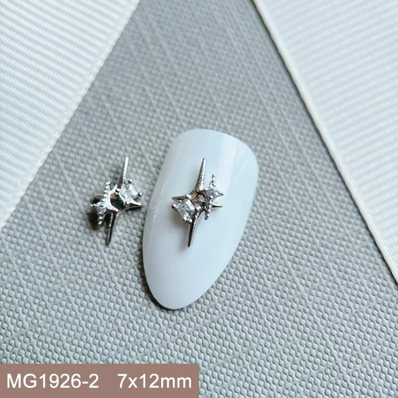 10pcs 3D Luxury Nail Art Charms Zircon Metal Star And Flower Decorations Starlight Jewelry Accessories for Manicure Supplies