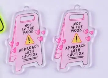 10pcs Beware of Wrestling Warning Signs Acrylic Charms Pendant for Women DIY Jewelry Making