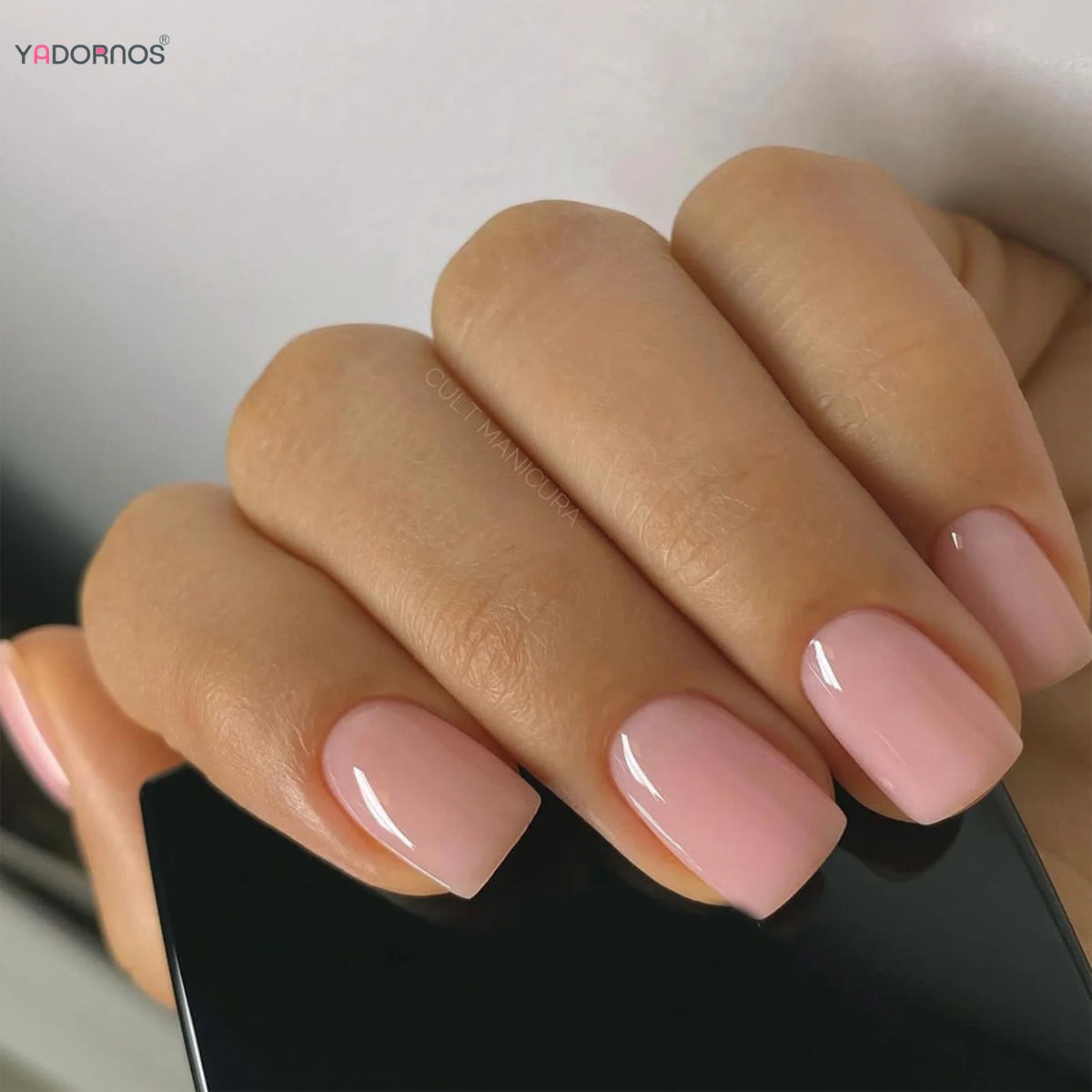 Pink Press on Nails Nude Color Short Square Fake Nails Full Cover Acrylic False Nails Tips for Women DIY Charm Manicure 24Pcs