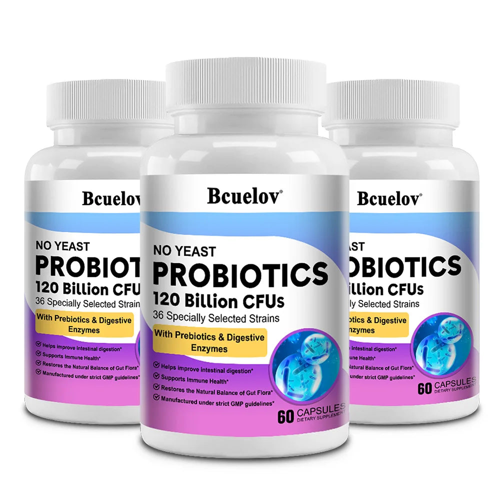 Organic Enzymes Probiotic Capsules 120 Billion CFU Probiotic Supplement with Prebiotics & Digestive Enzymes