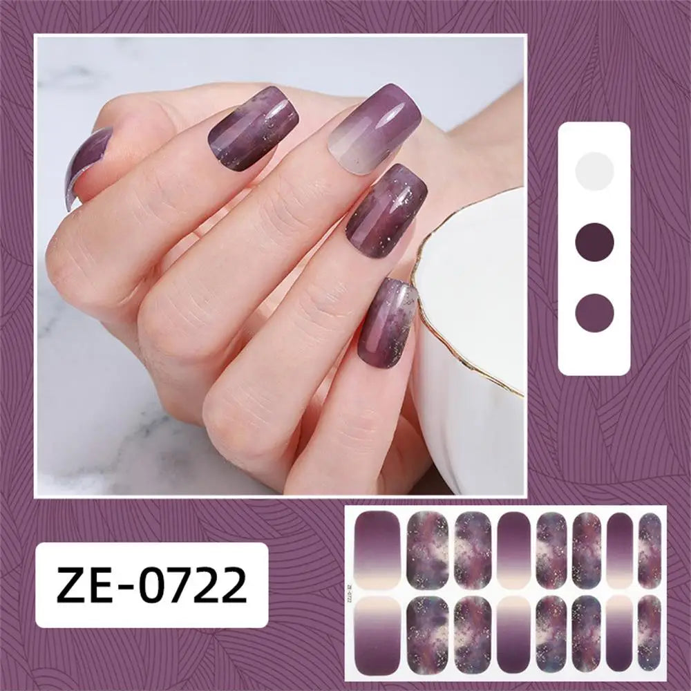 Gradient Galaxy Series Press-on Nails | 16-Piece Set of Removable Self-Adhesive Fake Nail Stickers | Valentine's Day Gift Idea