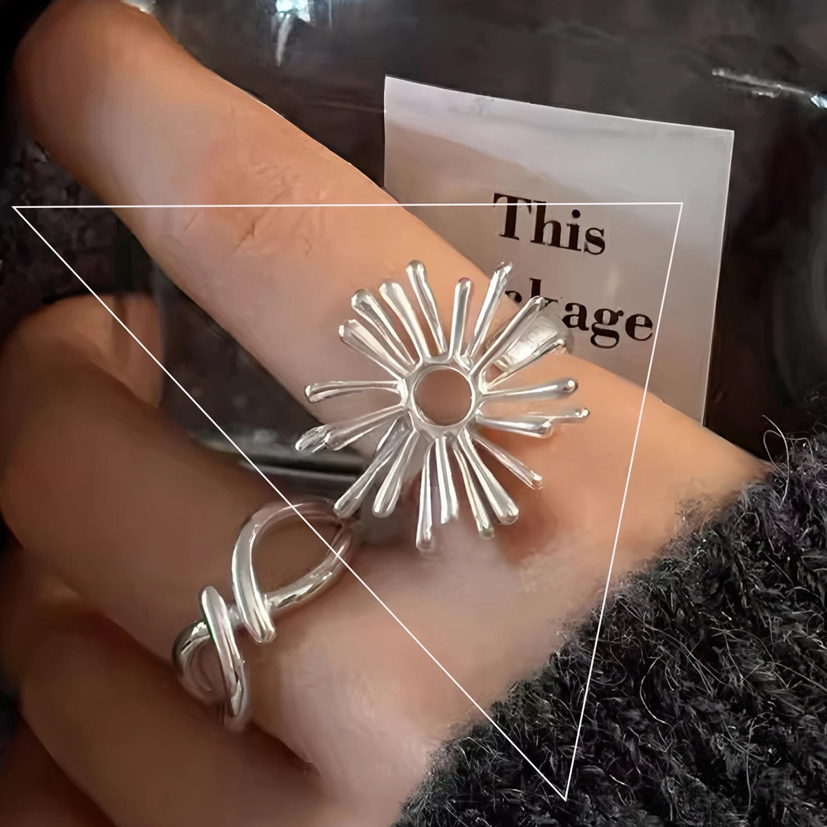 925 Sterling Silver Flower Geometry Ring For Women Girl Hollow Out Zircon Grace Wide Jewelry Gift Dropshipping