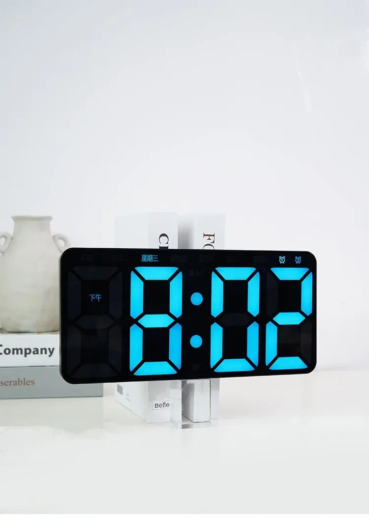 Minimalist LED Digital Wall Clock with Remote Control Adjustable Brightness Countdown Timer Modern Home Office Alarm Clock