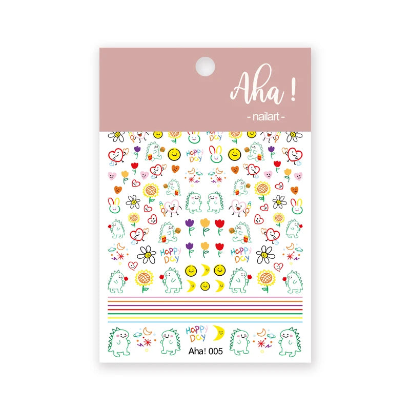 1Sheet Korean White Cloud Blue Nail Art Sticker 3D Star Moon Decal Pure Twilight Self-adhesive Manicure Slider Accessories RE#53