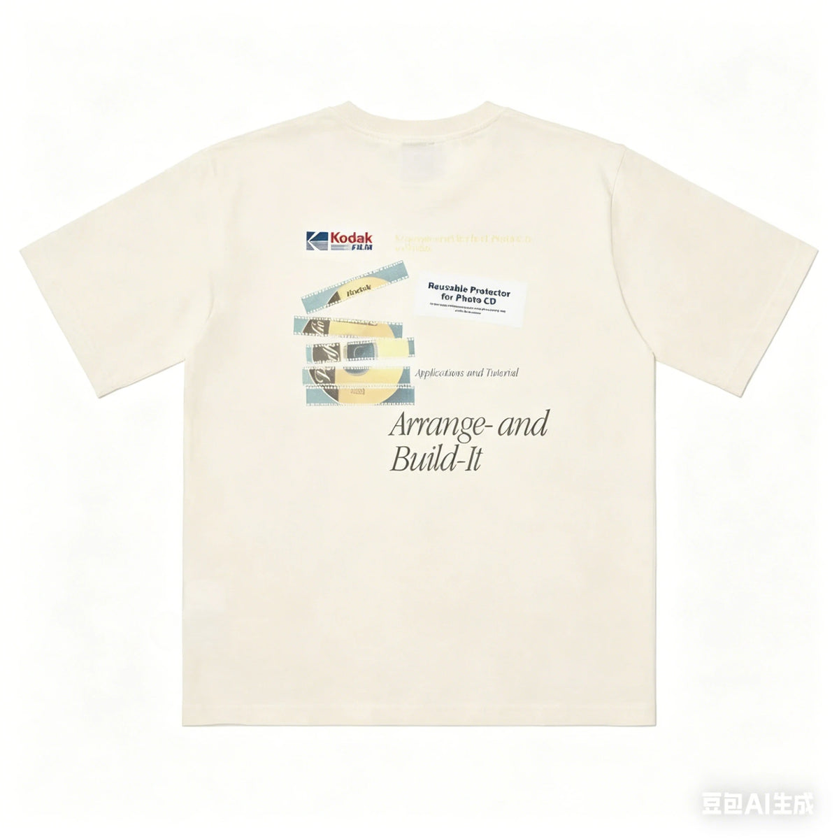 Vintage Kodak Film-style Printed T-shirt for Summer Men's Casual Street Trendy Clothing 100% Cotton Breathable Comfortable Top