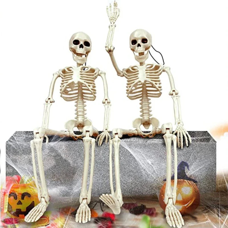 1PC Posable Human Skeleton Model Halloween Decor Hanging Ghost Haunted House Home Ornament Scary Party DIY Decoration Supplies ﻿