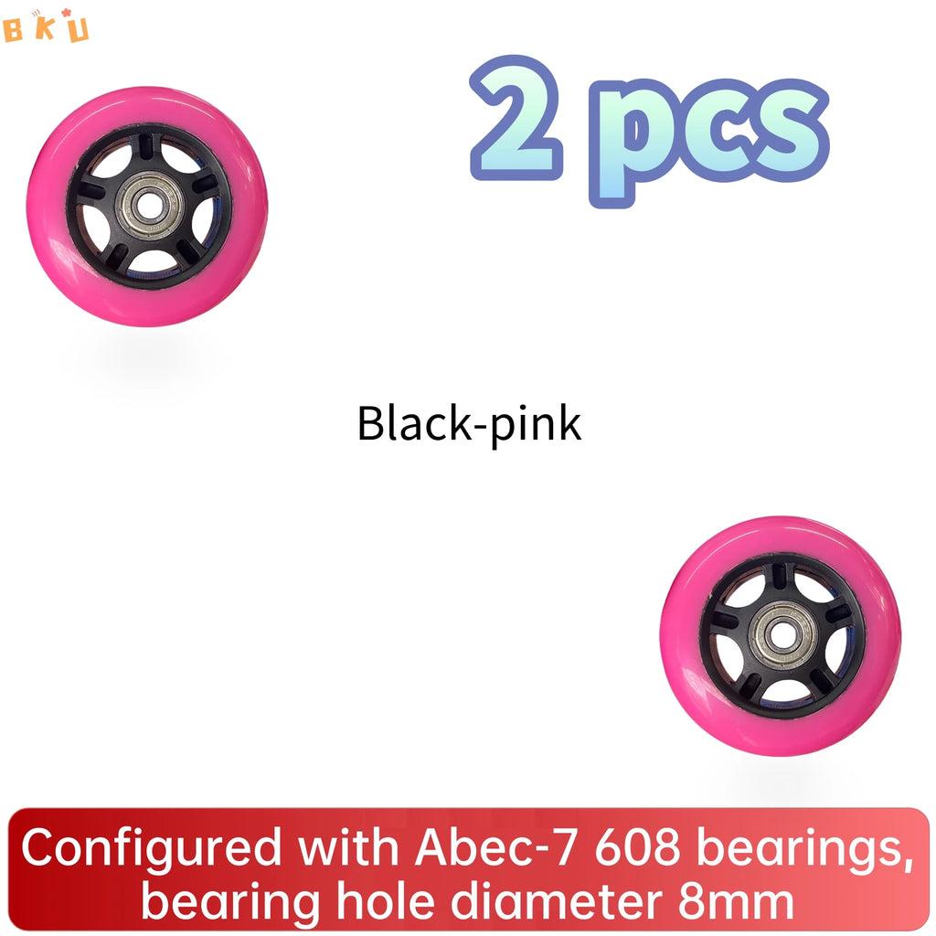 2 Pcs 80mm Inline Skate Wheels - High Elastic, Silent & Wear-Resistant for Luggage, Carts, Kids' Scooters