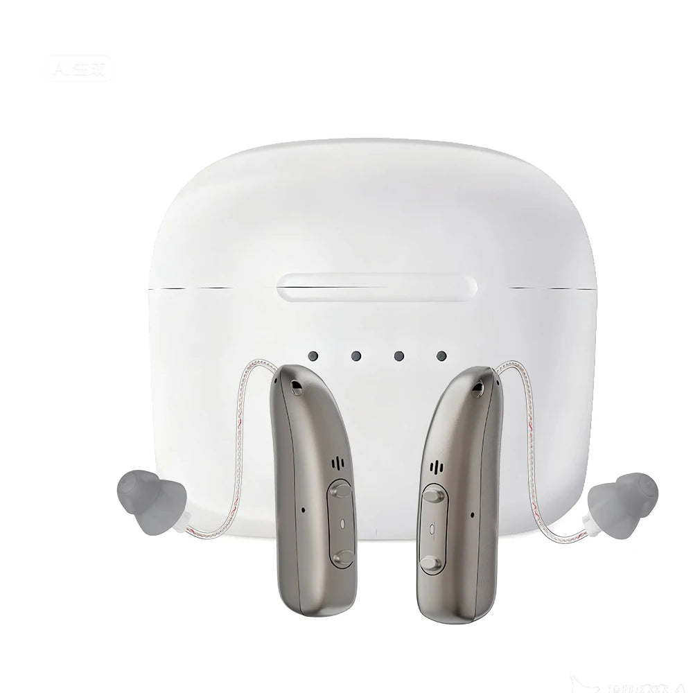 Mirasing Hearing Aids，Bluetooth RIC Hearing Aid - 2025 Rechargeable BTE with Noise Cancelling & Charging Case