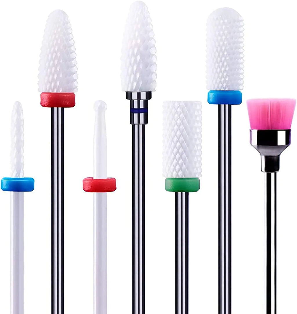 7 Pcs/Set Ceramic Milling Cutters  For Manicure Combined Nail Drill Bits Kit Removing Gel Polishing Tools