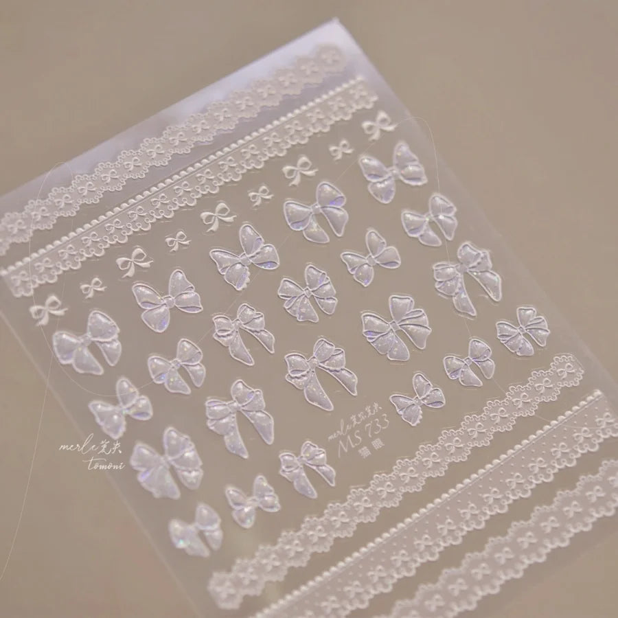 1pcs 5D Shell Light Nail Stickers Fashion Gold Border Love Heart Bowknot Moon Star Art Decal High Quality Manicure Decorations