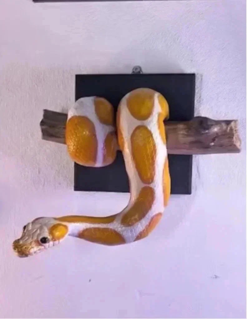 Golden Ball Python Wall Art 3D Metallic Snake Sculpture Home Decor For Snake Lovers Halloween Christmas Gift Gothic Accent