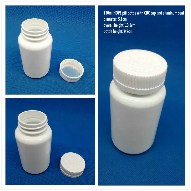 10/50pcs 100cc 120cc 150cc 200cc HDPE White Medicine Pill Bottles Empty Pharmaceutical Capsule Tablet Bottle 150ml with CRC Cap