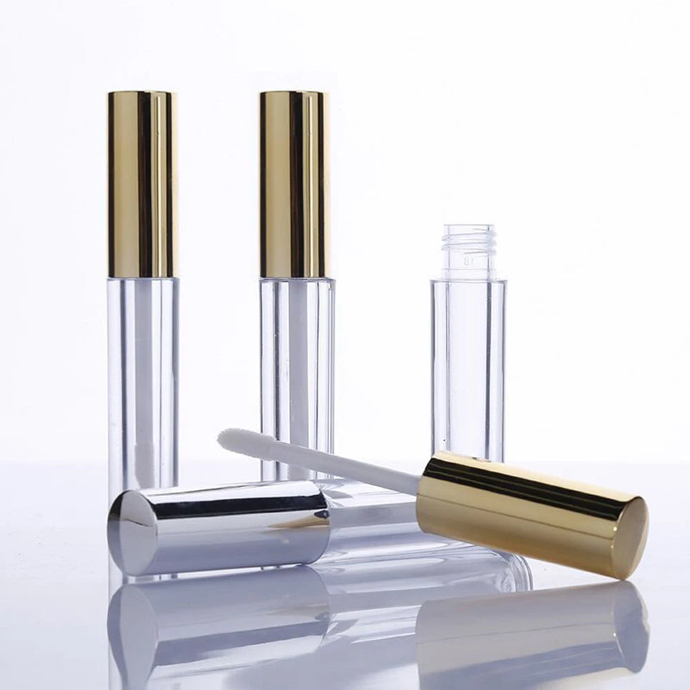6 PCS Empty Lip Gloss Tubes 10ml Gold Lips Glosses Containers Empty Refillable Cosmetic Containers with Wand for Travel DIY