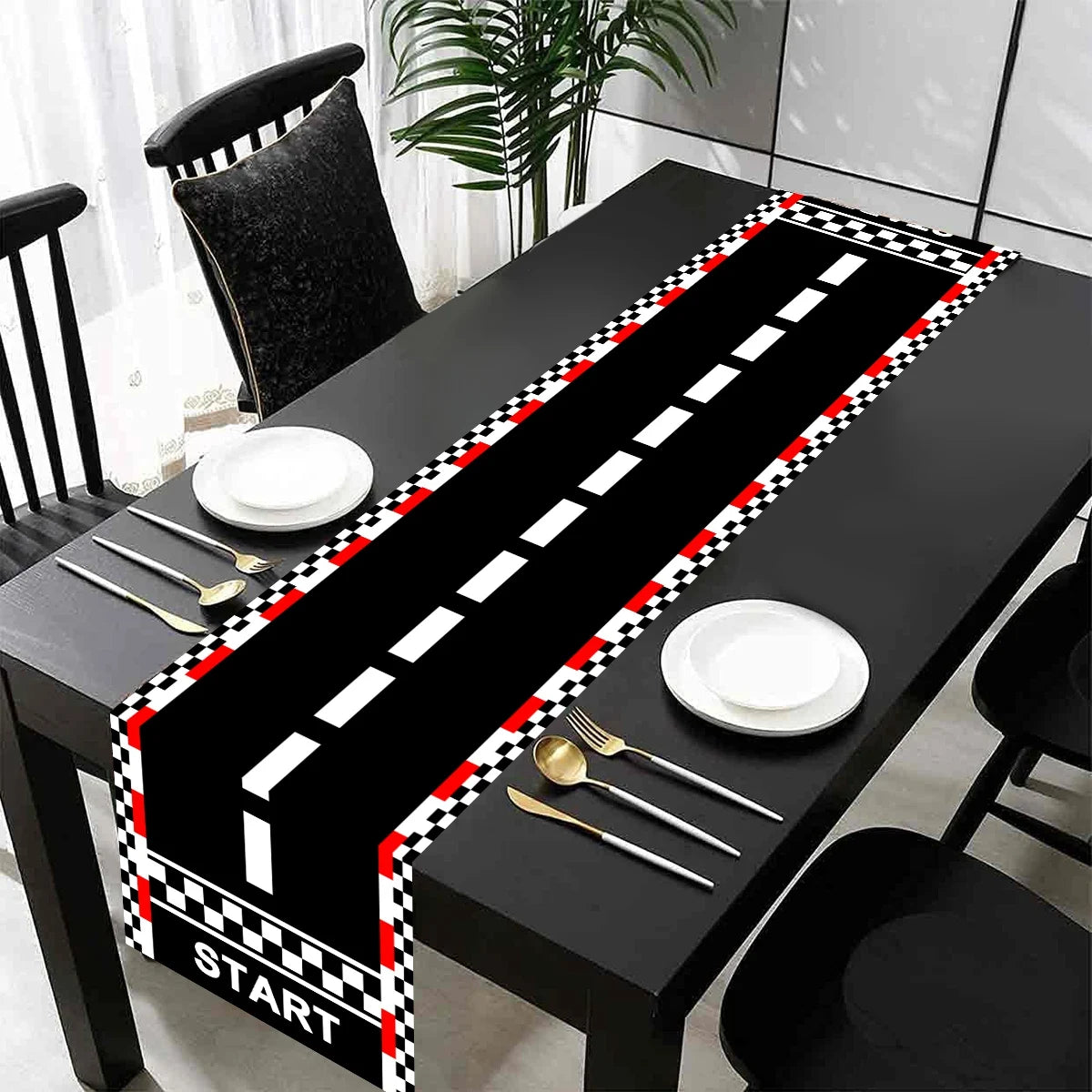 1pc Racing Car Birthday Party Table Cover Polyester Table Runner for Birthday Party Kitchen Home Decor