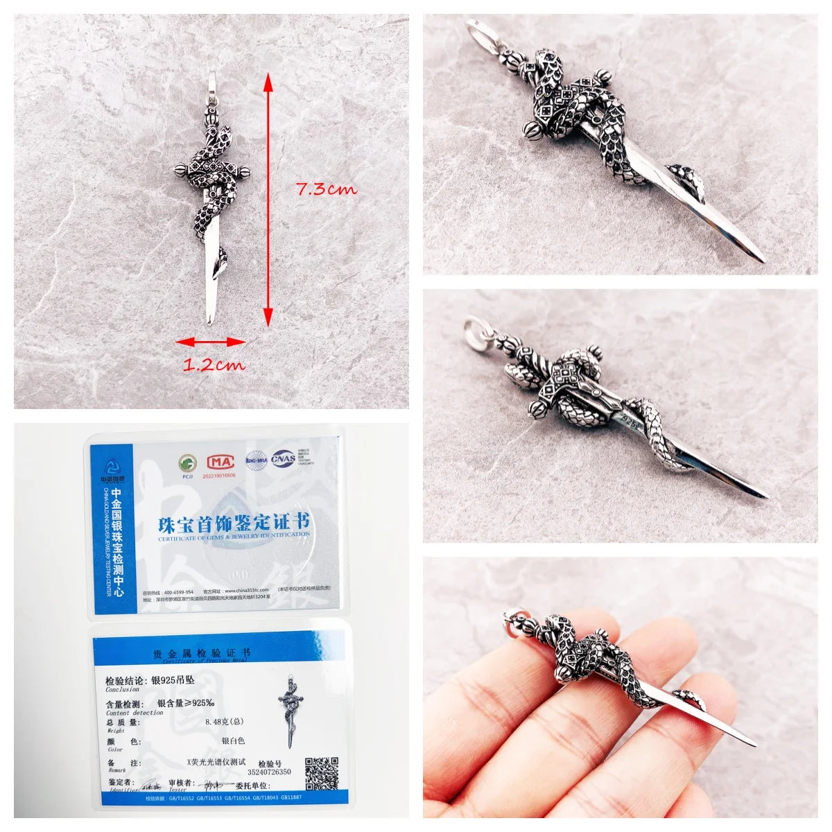 Pendant Zodiac Phoenix Wings Snake Sword Moon Brand New Fine Vintage Jewelry Accessories 925 Sterling Silver Gift For Woman Men