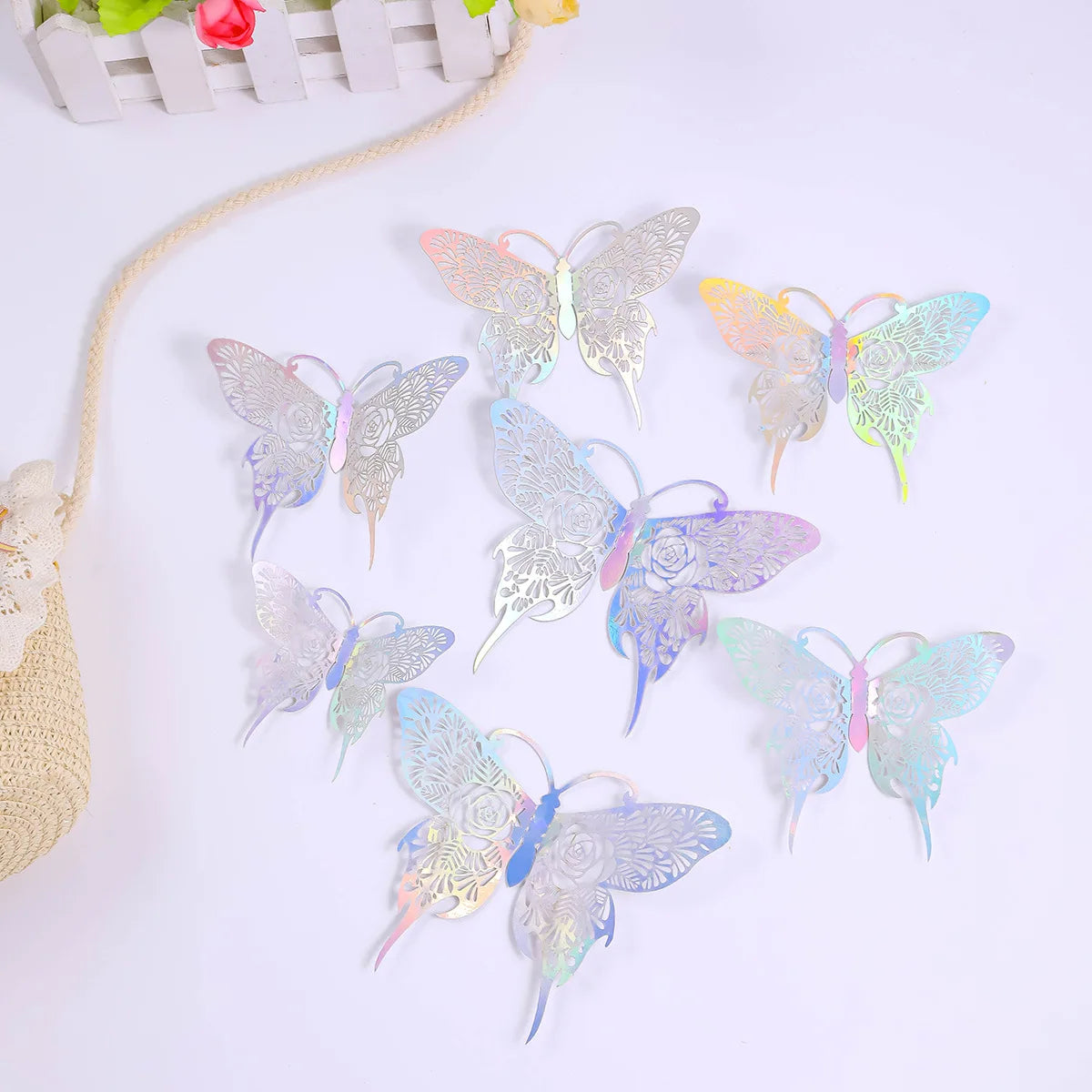 12 pcs Butterfly Cake Toppers Rose Gold for Birthday, Wedding, Engagement Occasions Dessert Decoration Cupcake Toppers DIY Gift