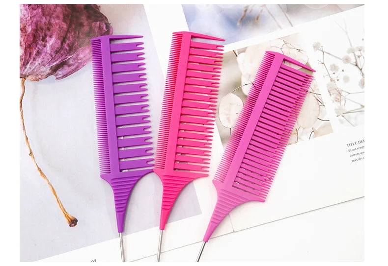 3pcs Hairbrush Hair Styling Combs Tailed Comb Set Coloring Dyeing Comb Salon Tool Sectioning Highlighting Weaving Cutting Comb