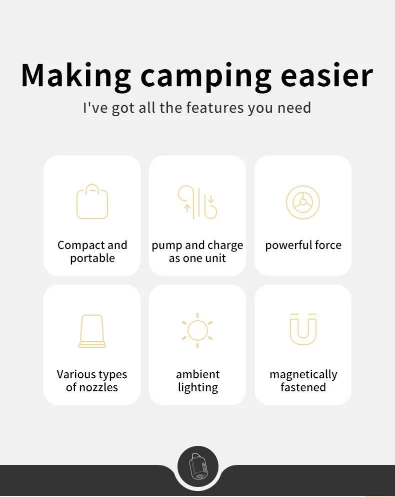 Naturehike Multi-function Air Pump Outdoor Mini Portable Fast Charge Air Pump For Inflatable Mat Travel Camping Pump