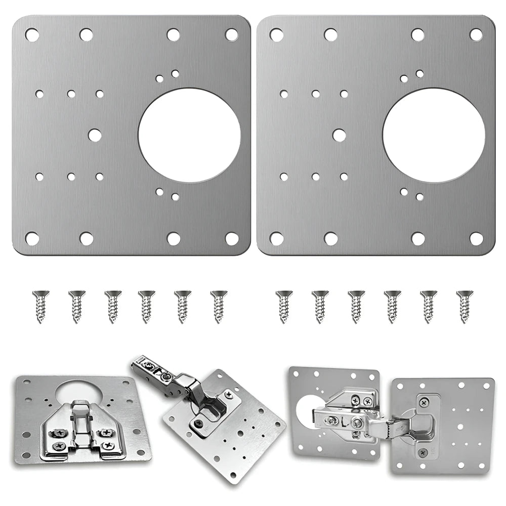 Stainless Steel Hinge Repair Plate Kits Cabinet Furniture Drawer Table Hinges Mounting Plate with Screw Flat Fixing Brackets