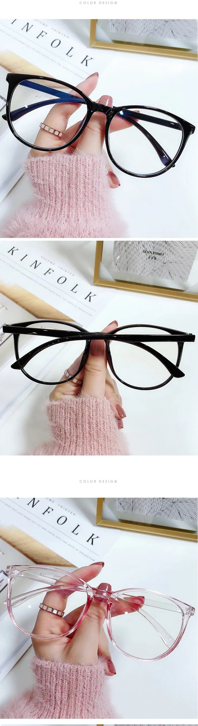 Transparent Computer Plano Glasses Round Frame for Women Men Anti Blue Light Clear Eyewear Blocking Optical Spectacle Eyeglasses