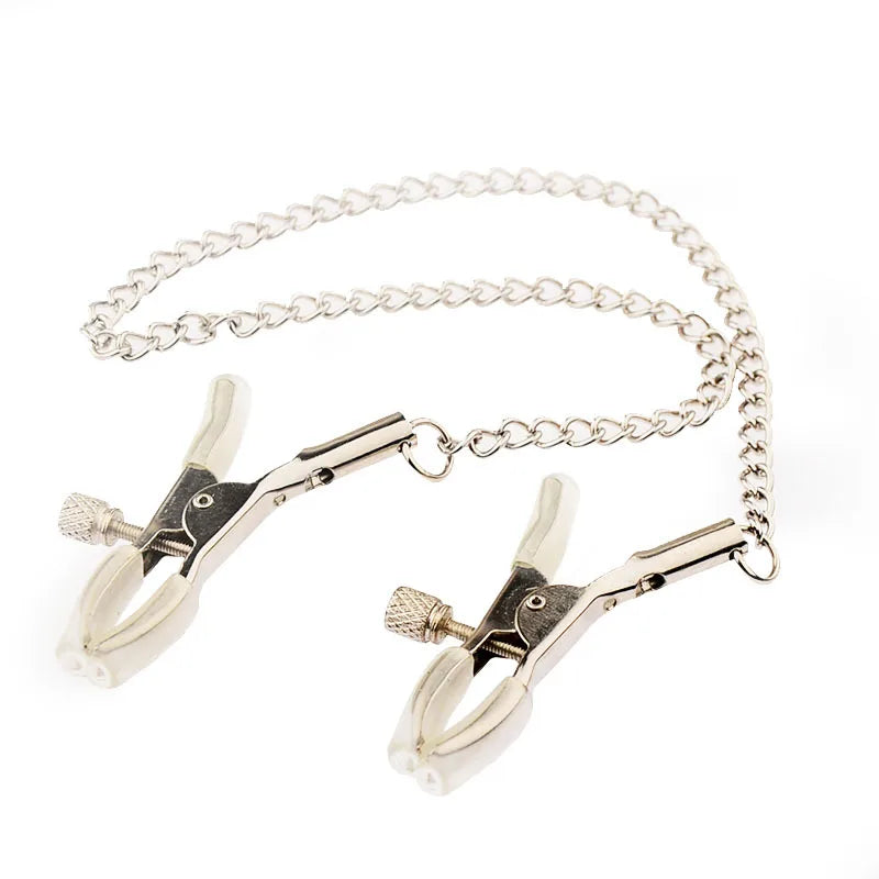 1 Pair Nipple Clamp with Chain Nipple Clips BDSM toy Kink Fetish Erotic wear Body Clamps Bondage nipple clamp
