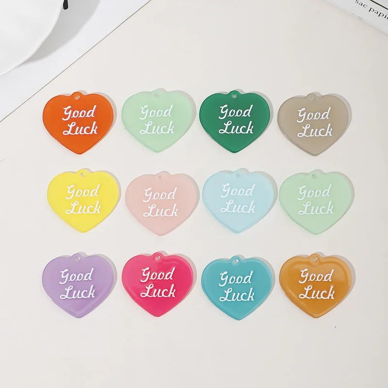 10PCS 28*32mm Acrylic Candy Colored Good Luck Charms Pendant For DIY Earrings Bracelet Necklace Jewelry Accessories Wholesale
